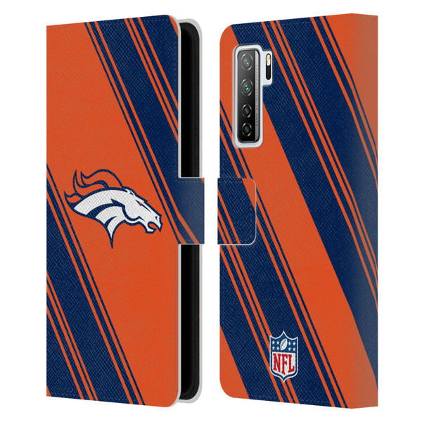 NFL Denver Broncos Artwork Stripes Leather Book Wallet Case Cover For Huawei Nova 7 SE/P40 Lite 5G