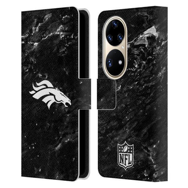 NFL Denver Broncos Artwork Marble Leather Book Wallet Case Cover For Huawei P50 Pro