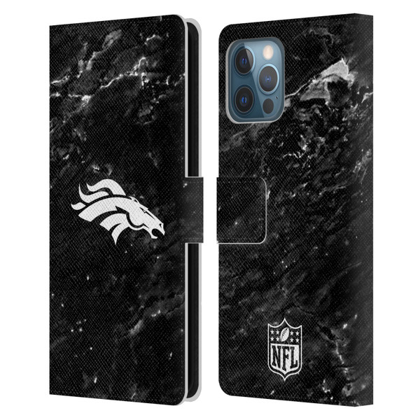 NFL Denver Broncos Artwork Marble Leather Book Wallet Case Cover For Apple iPhone 12 Pro Max