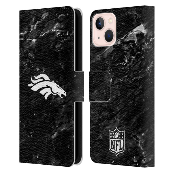 NFL Denver Broncos Artwork Marble Leather Book Wallet Case Cover For Apple iPhone 13