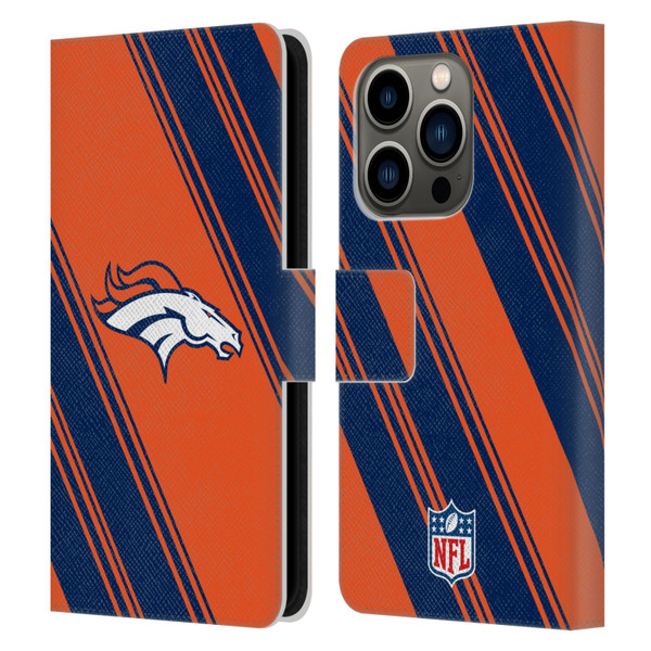 NFL Denver Broncos Artwork Stripes Leather Book Wallet Case Cover For Apple iPhone 14 Pro