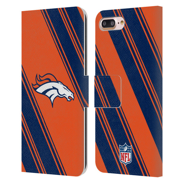 NFL Denver Broncos Artwork Stripes Leather Book Wallet Case Cover For Apple iPhone 7 Plus / iPhone 8 Plus