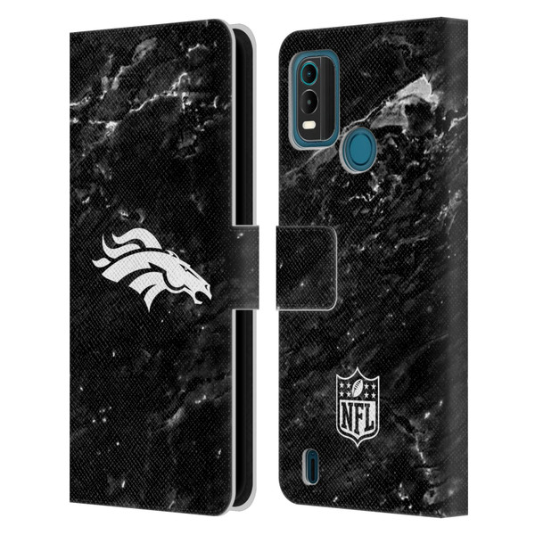 NFL Denver Broncos Artwork Marble Leather Book Wallet Case Cover For Nokia G11 Plus