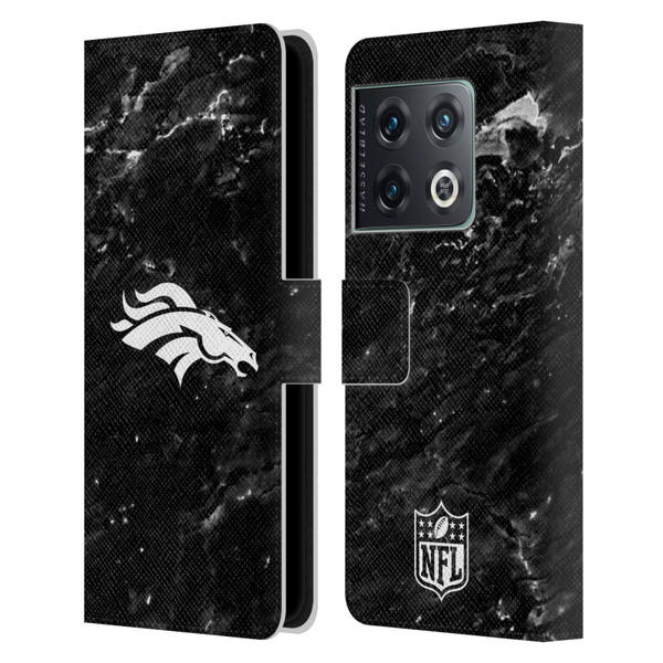 NFL Denver Broncos Artwork Marble Leather Book Wallet Case Cover For OnePlus 10 Pro