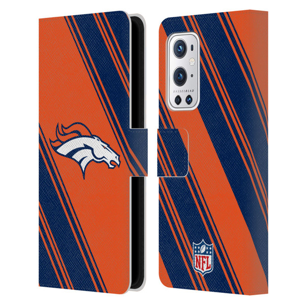 NFL Denver Broncos Artwork Stripes Leather Book Wallet Case Cover For OnePlus 9 Pro