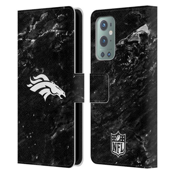NFL Denver Broncos Artwork Marble Leather Book Wallet Case Cover For OnePlus 9