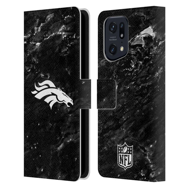 NFL Denver Broncos Artwork Marble Leather Book Wallet Case Cover For OPPO Find X5 Pro