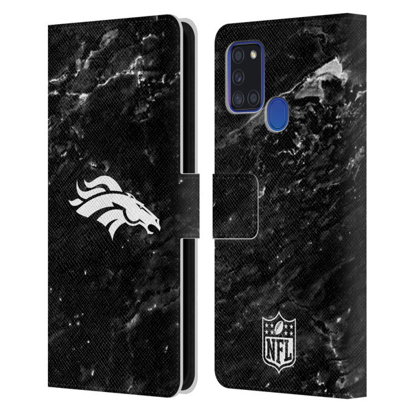 NFL Denver Broncos Artwork Marble Leather Book Wallet Case Cover For Samsung Galaxy A21s (2020)