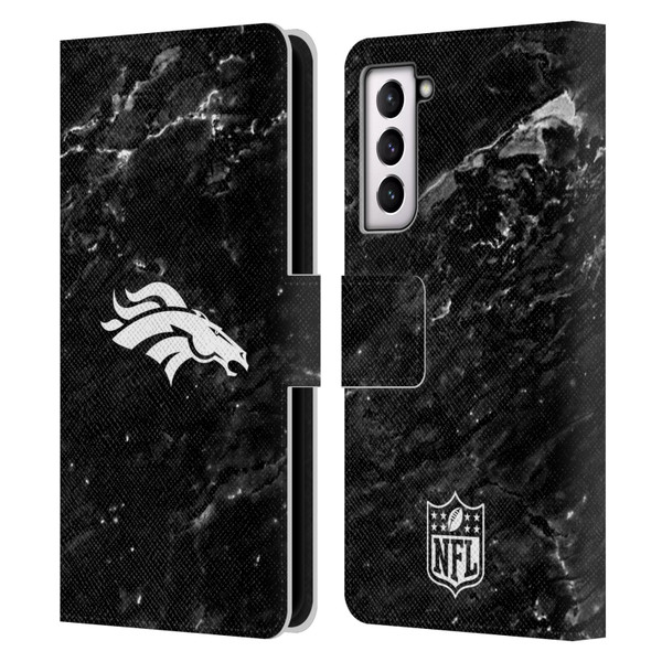 NFL Denver Broncos Artwork Marble Leather Book Wallet Case Cover For Samsung Galaxy S21 5G