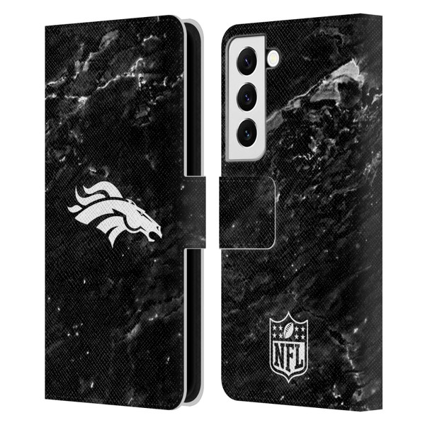 NFL Denver Broncos Artwork Marble Leather Book Wallet Case Cover For Samsung Galaxy S22 5G
