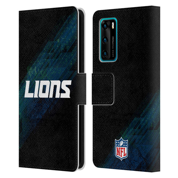 NFL Detroit Lions Logo Blur Leather Book Wallet Case Cover For Huawei P40 5G