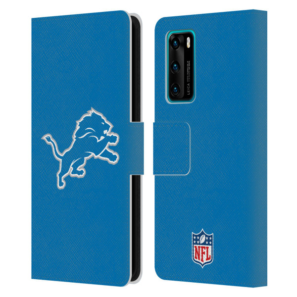 NFL Detroit Lions Logo Plain Leather Book Wallet Case Cover For Huawei P40 5G
