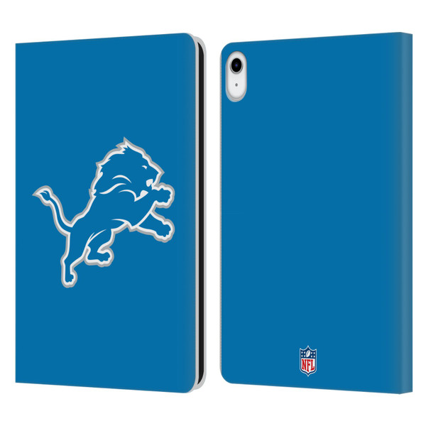 NFL Detroit Lions Logo Plain Leather Book Wallet Case Cover For Apple iPad 10.9 2022/2025