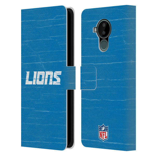 NFL Detroit Lions Logo Distressed Look Leather Book Wallet Case Cover For Nokia C30