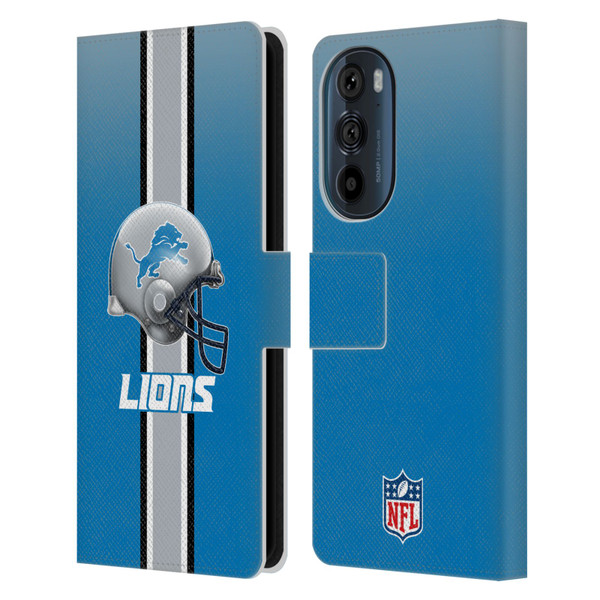 NFL Detroit Lions Logo Helmet Leather Book Wallet Case Cover For Motorola Edge 30