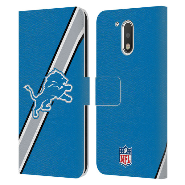 NFL Detroit Lions Logo Stripes Leather Book Wallet Case Cover For Motorola Moto G41