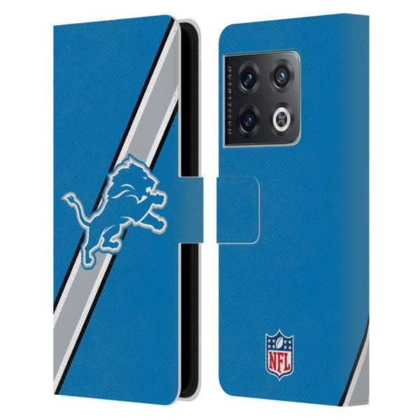 NFL Detroit Lions Logo Stripes Leather Book Wallet Case Cover For OnePlus 10 Pro