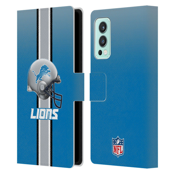 NFL Detroit Lions Logo Helmet Leather Book Wallet Case Cover For OnePlus Nord 2 5G