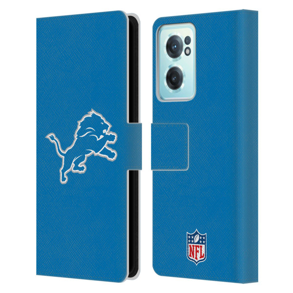 NFL Detroit Lions Logo Plain Leather Book Wallet Case Cover For OnePlus Nord CE 2 5G