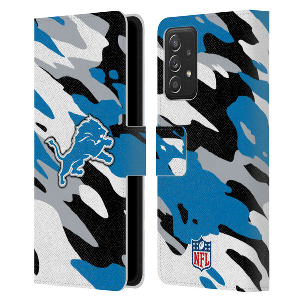 NFL Detroit Lions Logo Camou Leather Book Wallet Case Cover For Samsung Galaxy A53 5G (2022)