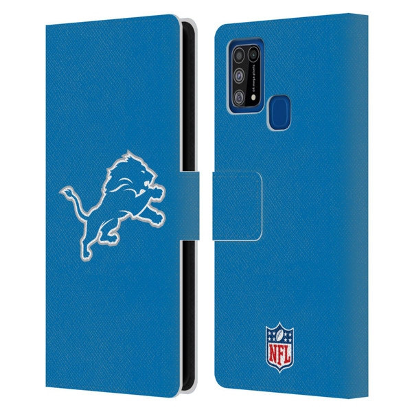 NFL Detroit Lions Logo Plain Leather Book Wallet Case Cover For Samsung Galaxy M31 (2020)