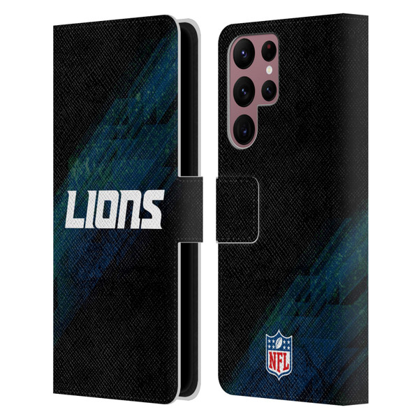 NFL Detroit Lions Logo Blur Leather Book Wallet Case Cover For Samsung Galaxy S22 Ultra 5G