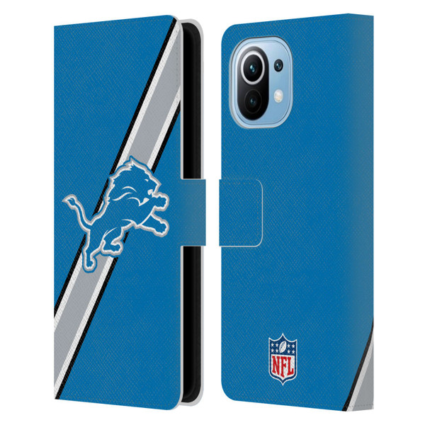 NFL Detroit Lions Logo Stripes Leather Book Wallet Case Cover For Xiaomi Mi 11