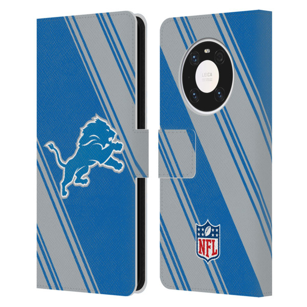 NFL Detroit Lions Artwork Stripes Leather Book Wallet Case Cover For Huawei Mate 40 Pro 5G