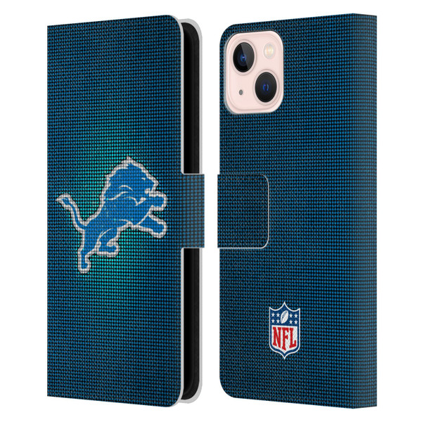 NFL Detroit Lions Artwork LED Leather Book Wallet Case Cover For Apple iPhone 13