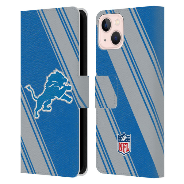 NFL Detroit Lions Artwork Stripes Leather Book Wallet Case Cover For Apple iPhone 13