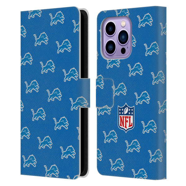 NFL Detroit Lions Artwork Patterns Leather Book Wallet Case Cover For Apple iPhone 14 Pro Max