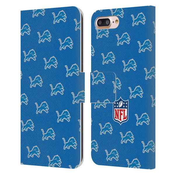 NFL Detroit Lions Artwork Patterns Leather Book Wallet Case Cover For Apple iPhone 7 Plus / iPhone 8 Plus