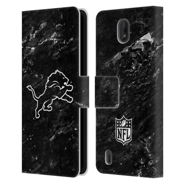 NFL Detroit Lions Artwork Marble Leather Book Wallet Case Cover For Nokia C01 Plus/C1 2nd Edition