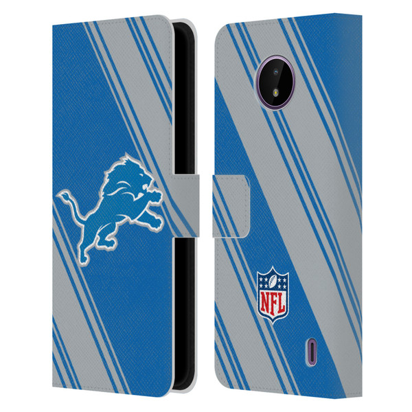 NFL Detroit Lions Artwork Stripes Leather Book Wallet Case Cover For Nokia C10 / C20