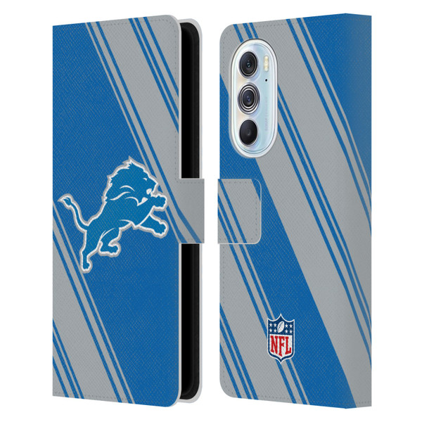 NFL Detroit Lions Artwork Stripes Leather Book Wallet Case Cover For Motorola Edge X30