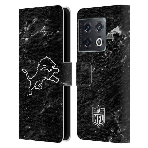 NFL Detroit Lions Artwork Marble Leather Book Wallet Case Cover For OnePlus 10 Pro
