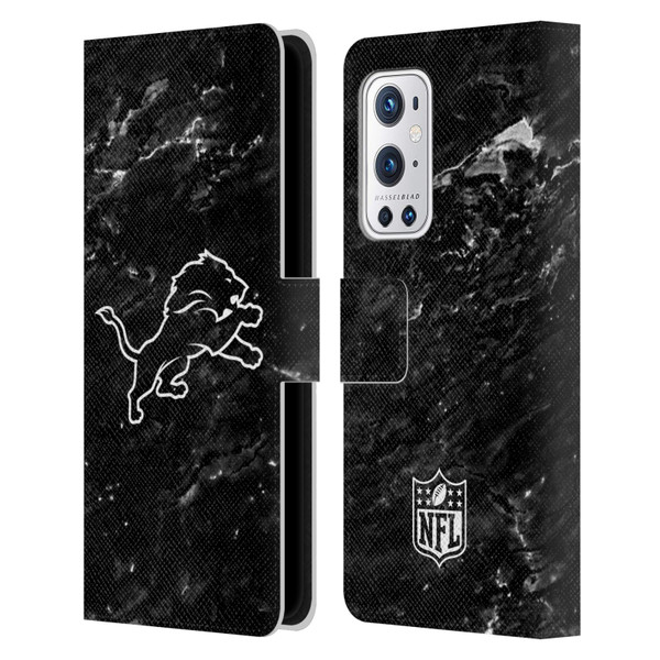 NFL Detroit Lions Artwork Marble Leather Book Wallet Case Cover For OnePlus 9 Pro