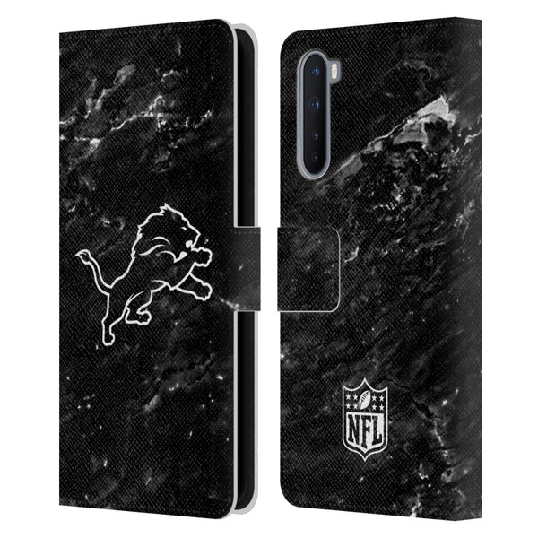 NFL Detroit Lions Artwork Marble Leather Book Wallet Case Cover For OnePlus Nord 5G