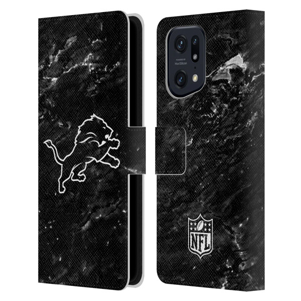 NFL Detroit Lions Artwork Marble Leather Book Wallet Case Cover For OPPO Find X5 Pro