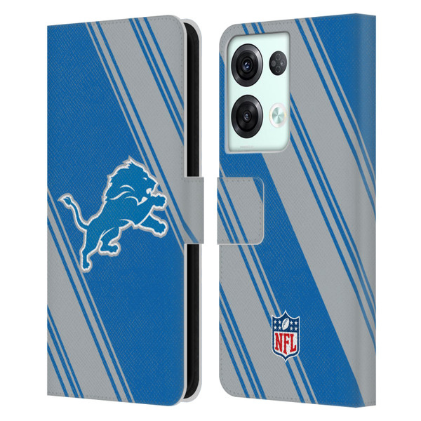 NFL Detroit Lions Artwork Stripes Leather Book Wallet Case Cover For OPPO Reno8 Pro