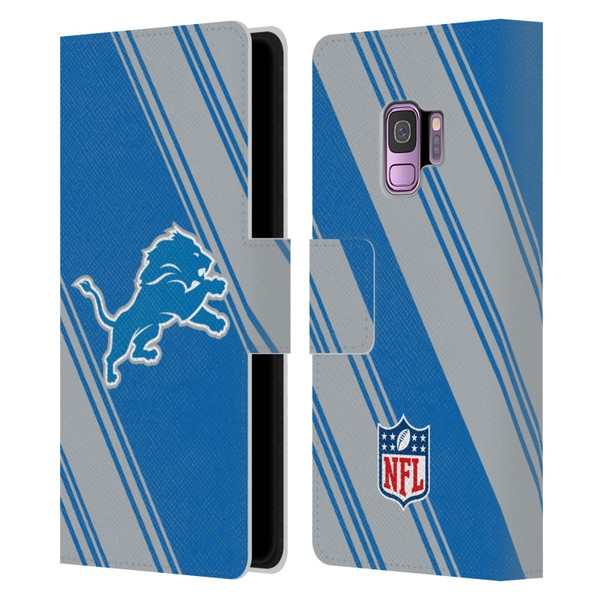NFL Detroit Lions Artwork Stripes Leather Book Wallet Case Cover For Samsung Galaxy S9