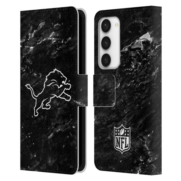 NFL Detroit Lions Artwork Marble Leather Book Wallet Case Cover For Samsung Galaxy S23 5G