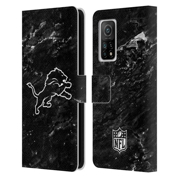 NFL Detroit Lions Artwork Marble Leather Book Wallet Case Cover For Xiaomi Mi 10T 5G