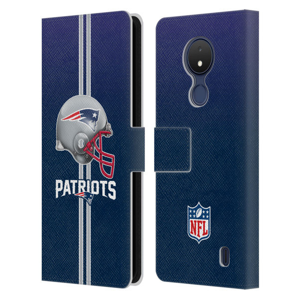 NFL New England Patriots Logo Helmet Leather Book Wallet Case Cover For Nokia C21