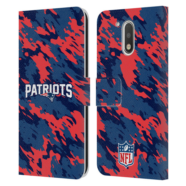 NFL New England Patriots Logo Camou Leather Book Wallet Case Cover For Motorola Moto G41