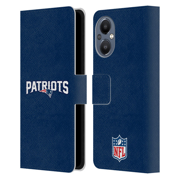 NFL New England Patriots Logo Plain Leather Book Wallet Case Cover For OnePlus Nord N20 5G