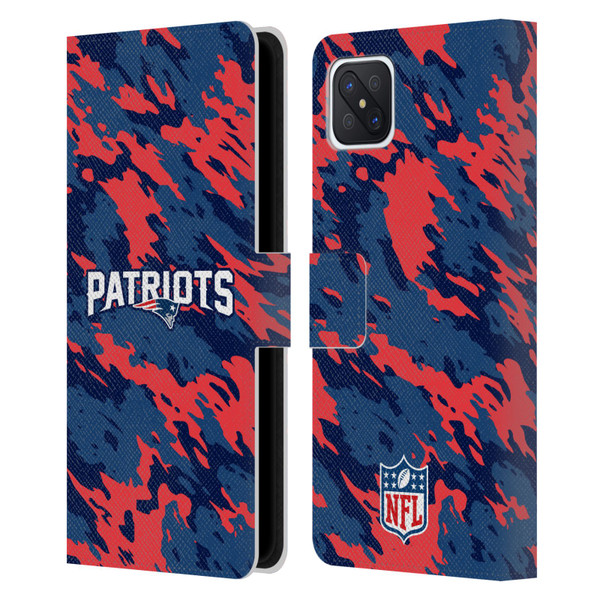 NFL New England Patriots Logo Camou Leather Book Wallet Case Cover For OPPO Reno4 Z 5G