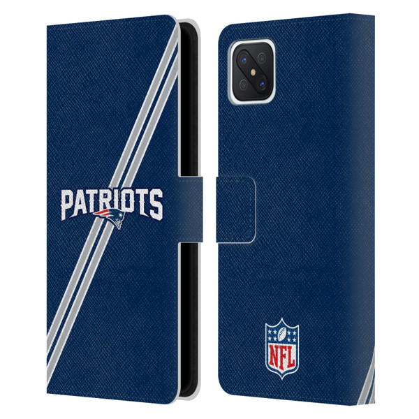 NFL New England Patriots Logo Stripes Leather Book Wallet Case Cover For OPPO Reno4 Z 5G