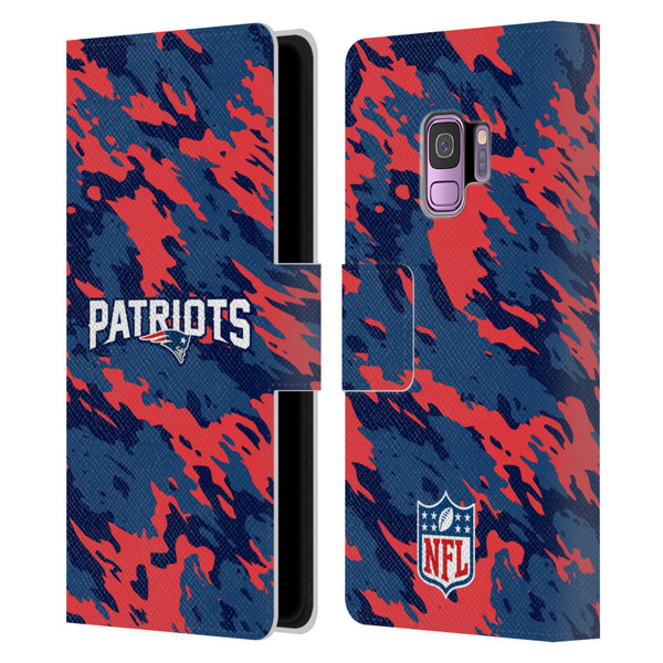 NFL New England Patriots Logo Camou Leather Book Wallet Case Cover For Samsung Galaxy S9
