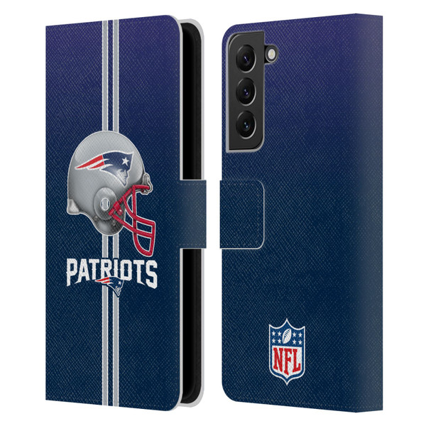 NFL New England Patriots Logo Helmet Leather Book Wallet Case Cover For Samsung Galaxy S22+ 5G